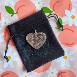 Heart Starburst Pendant Necklace - Silver Tone